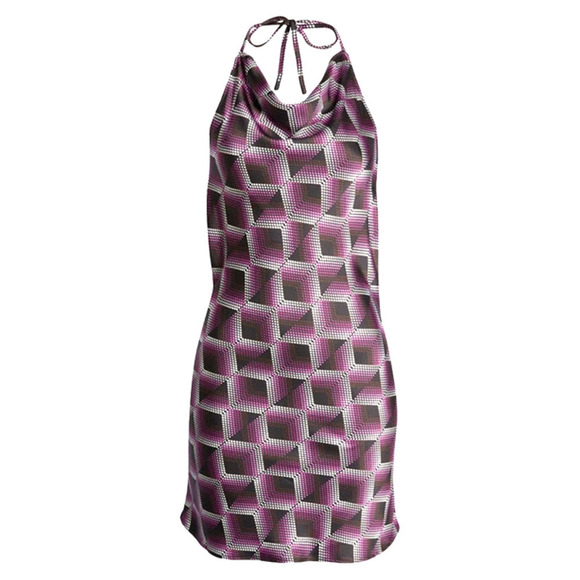 BP BE PROUD Cowl Neck Satin Dress In Purple Liza Print Size M NWOT - Picture 1 of 13